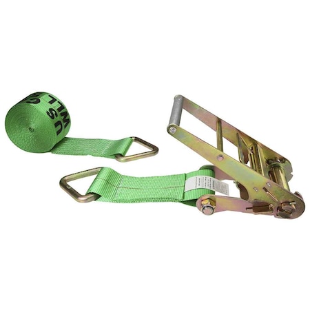 Us Cargo Control 4" x 27' Green Ratchet Strap w/ D Rings 8527DR-GRN